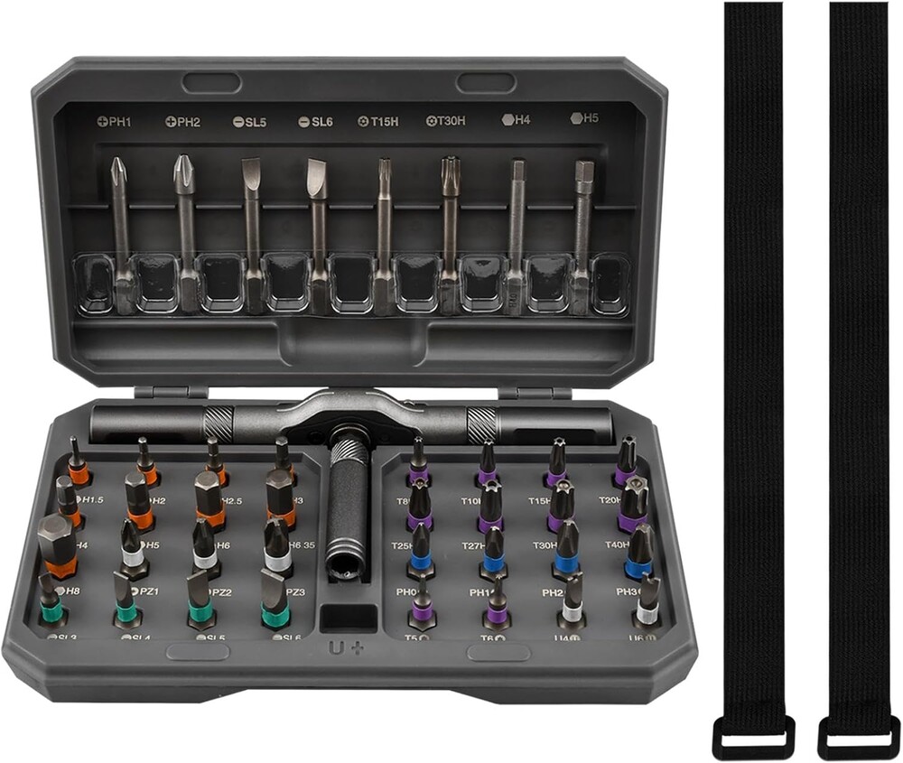 42 in 1 Magnetic Screwdriver Set DIY Ratchet Screwdriver Multi Bit Magnetic Drive Set with Detachable Ratchet Handle Portable Compact Repair Tool Kit(COLOR:black)