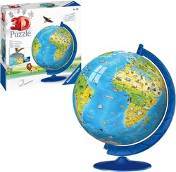 Ravensburger Children's World Globe 180 Piece 3D Jigsaw Puzzle | Easy Click Technology | Displayable Art | Perfect for Kids and Adults | 10.5 in Diameter