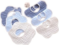 Muslin Cotton Baby Bibs, Super Soft Absorbent For Boys & Girls, Adjustable Newborn Bib,Teething & Drooling Bibs