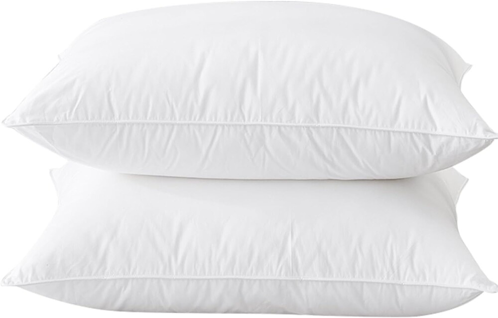 BHZ Goose Down Feather Pillows Queen Size Set of 2, Hotel Collection Bed Pillows for Sleeping Medium Firm Soft Support Pillow for Side and Back Sleepers