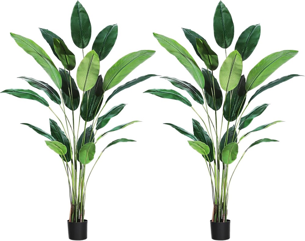 Artificial Bird of Paradise Tree 7 ft(84 in) Fake Palm Tree for Indoor Outdoor Modern Decor Faux Plants for Home Office Perfect Housewarming Gift with 20 Trunks Faux Leaves 2 Pack