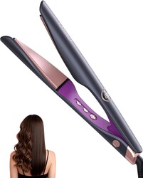 LANDOT 2-in-1 Hair Straightener Curling Iron - Twist Floating Plates for Curl & Straight, Anti-Frizz & Tangle-Free, Dual Voltage Adjustable Temp 250-450°F for All Hair Types