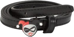 Buckle-Down womens Dc Comics Belt, Harley Quinn Winking Face, Black Vegan Patent Leather Belt