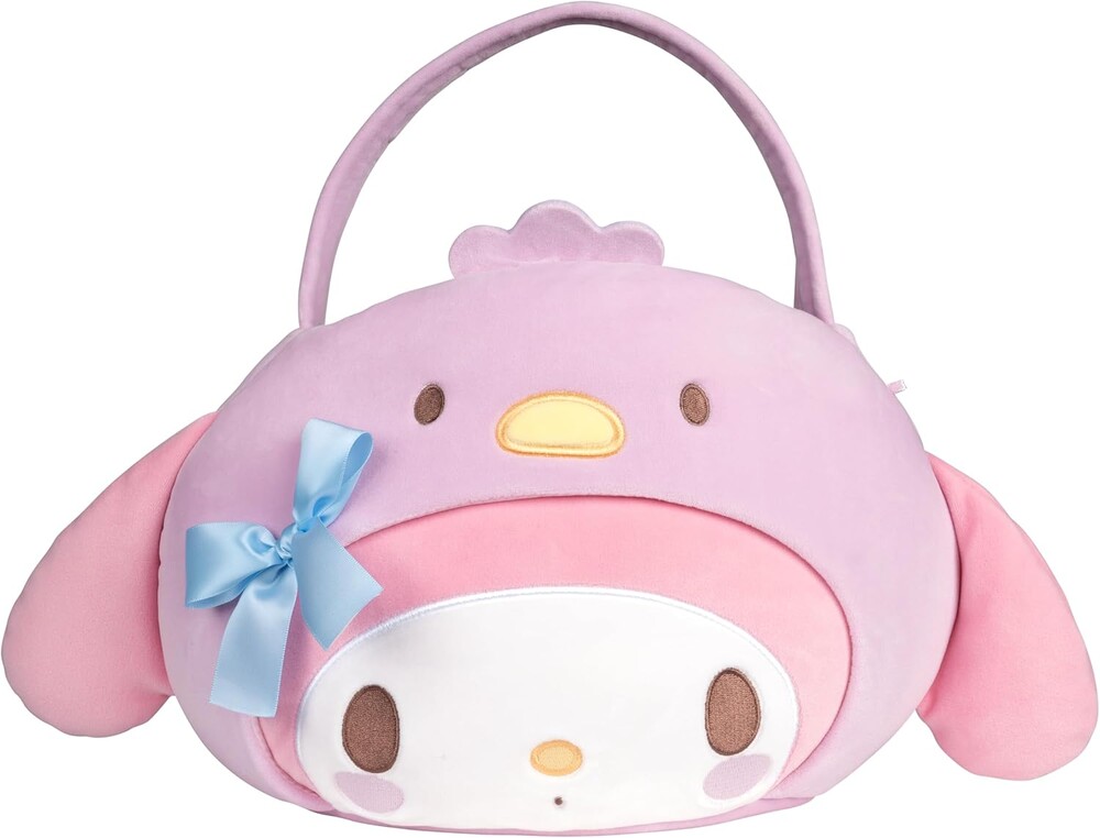 Jazwares Costume Play Hello Kitty and Friends Official Kuromi Heart Pail Accessory - 12-Inch Embroidered Treat Pail with Character Design and Carry Handle
