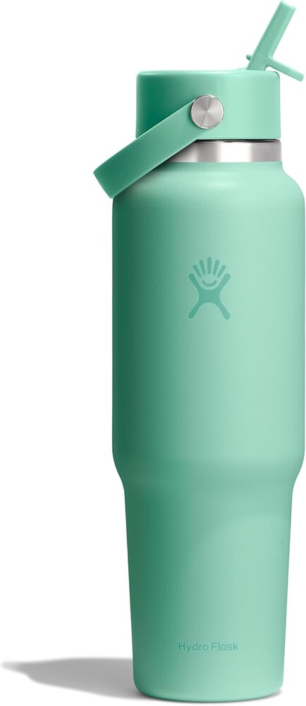 Hydro Flask Travel Water Bottle - Insulated Stainless Steel - Wide Straw Lid, Non Spill, Leakproof in 40 Oz Mermaid Green