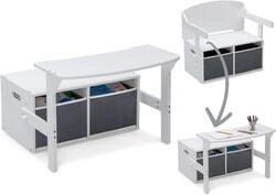 Delta Children MySize Kids Convertible Activity Bench - Greenguard Gold Certified, Bianca White