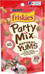 Purina Friskies Natural Cat Treats, Party Mix Natural Yums With Real Salmon and Vitamins, Minerals & Nutrients - (Pack of 10) 2.1 Oz. Pouches