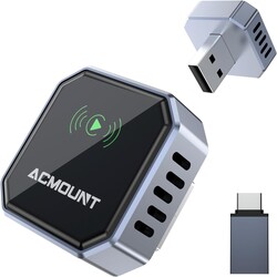 Acmount 2 in 1 Wireless Carplay Adapter & Android Auto 2026 Upgrade Wired CarPlay to Wireless, Fast Auto-Connect, Mini USB Design, Plug & Play Wireless Dongle for iPhone 6+ / Android 11+ (Silver-Gray)