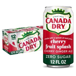 Canada Dry Zero Sugar Cherry Gingerale Fruit Splash 12oz, Pack of 12