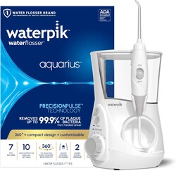 Waterpik Aquarius Water Flosser For Teeth Cleaning, Gums, Braces, Dental Care, Electric Power With 10 Settings, 7 Tips For Multiple Users And Needs, ADA Accepted, White WP-660, Packaging May Vary