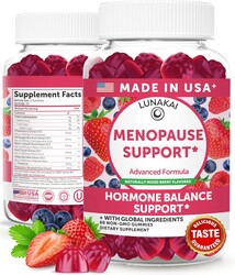 Lunakai USA Made Menopause Relief Gummies – Natural Menopause Supplements for Women with Black Cohosh & L-Theanine – Daily Support for Hot Flashes, Night Sweats & Hormonal Balance, 60ct