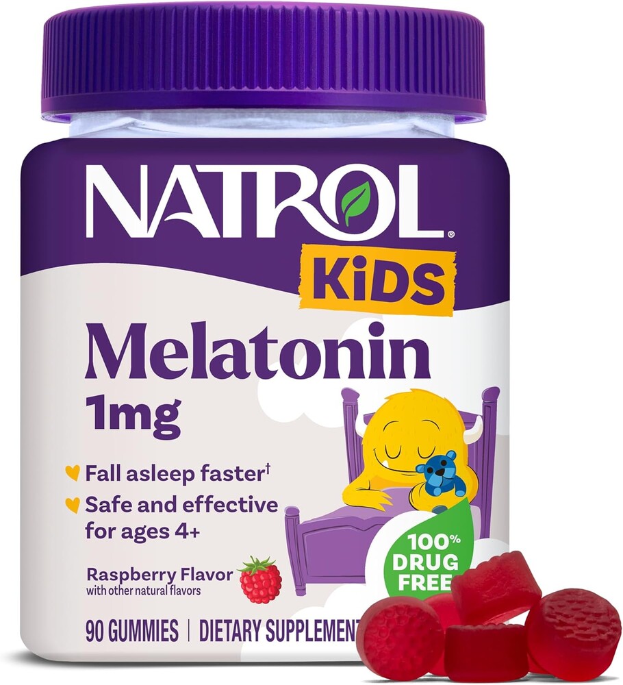Natrol Kids Melatonin 1mg, for Restful Sleep, 90 Raspberry-Flavored Gummies
