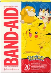 Band-Aid Brand Adhesive Bandages for Minor Cuts & Scrapes, Wound Care Featuring Pokémon Characters for Kids, Assorted Sizes 20 ct
