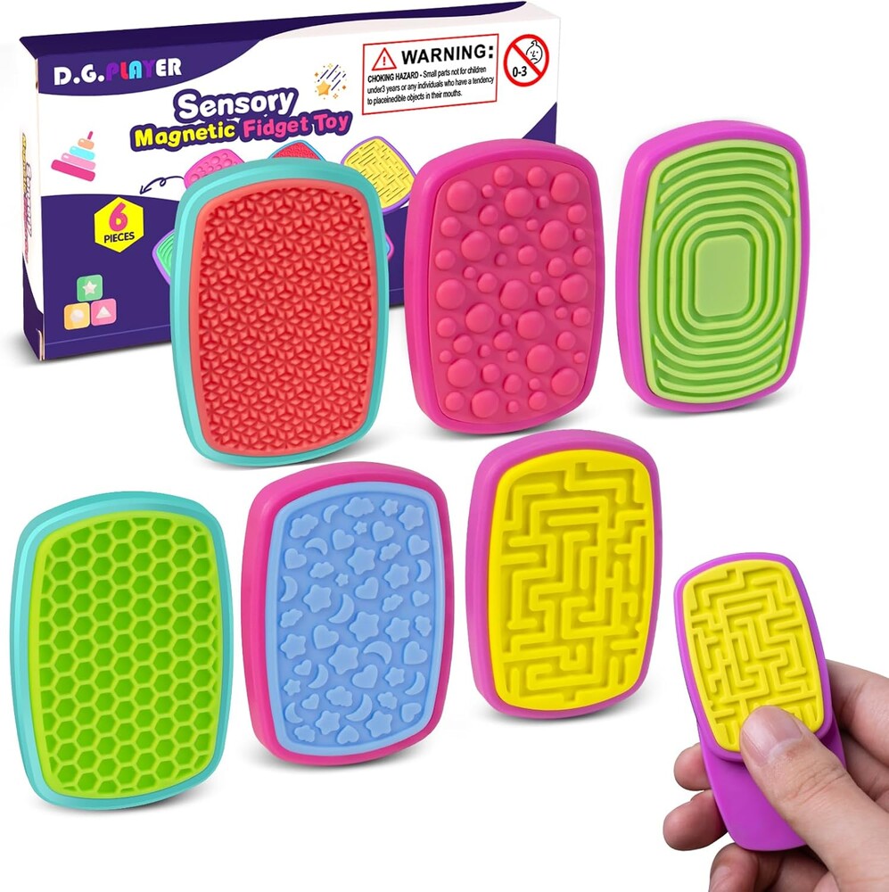 Sensory Magnetic Fidget Toys for Kids Adults, Silicone Fidget Slider Stress Anxiety Relief, Autism ADHD Sensory Toys, Classroom Office Desk Must Haves - Travel School Birthday Gifts