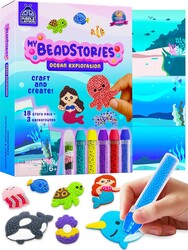 PURPLE LADYBUG Magical Bead Painting – Birthday Gifts for Girl and boy Ages 6-8 Years Old, Bead Art & Craft Set, Beads Pen & Painting Activities, Creative Arts & Crafts Ocean Theme
