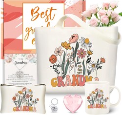 Best Grandma Gifts Ideas for Women, Mother's Day Gifts Box for Grandmother with Coffee Mug, Canvas Tote Bag, Birthday Presents Set for Gigi Nana from Grandchildren