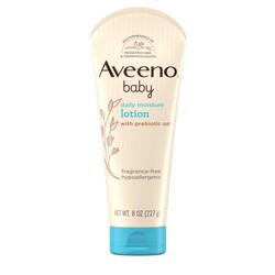 Aveeno Baby Daily Moisture Body Lotion for Sensitive Skin, Hypoallergenic Moisturizing Baby Lotion with Nourishing Oatmeal to Deeply Moisturize Baby's Skin, Fragrance-Free, 8 fl. oz