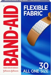 Band-Aid Brand Flexible Fabric Adhesive Bandages, Comfortable Flexible Protection & Wound Care of Minor Cuts & Scrapes, Quilt-Aid Technology to Cushion Painful Wounds, All One Size, 30 ct