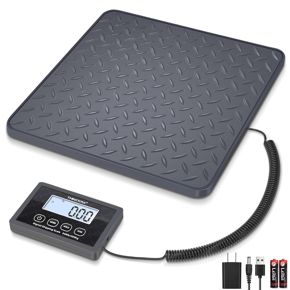 THINKSCALE Shipping Postal Scale with Integrated One-Piece Platform, 10g High Accuracy 440lb Capacity for Packages, Small Business & Warehouse, Battery & AC Adapter Included