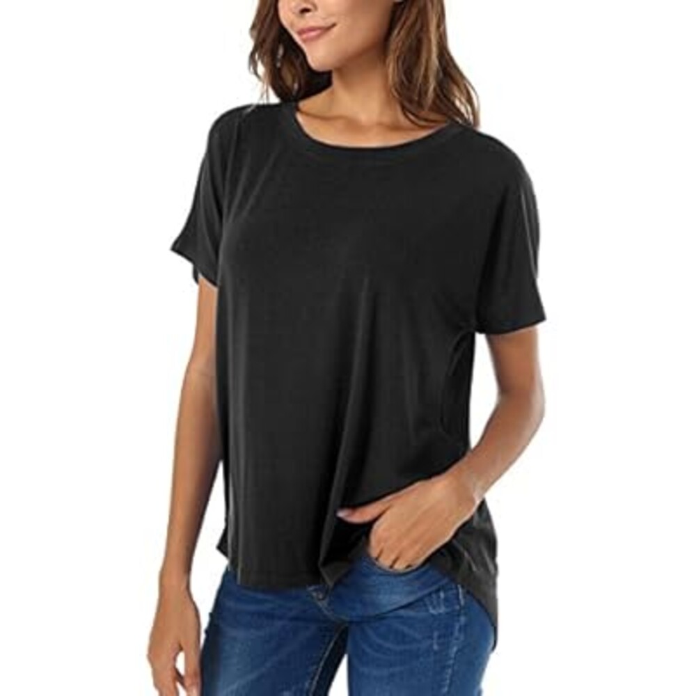 Herou Casual Summer Short Sleeve High Low Loose T Shirt Basic Tees Tops for Women