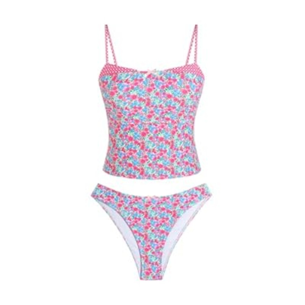 ZAFUL Cute Tankini Swimsuits for Women Retro Y2K High Cut Two Piece Bathing Suit 2026 Beach Swimwear