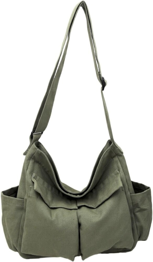 Cute Canvas Tote Bag for School/Work/Travel, Large Crossbody Messenger Bag Laptop Shoulder Bag