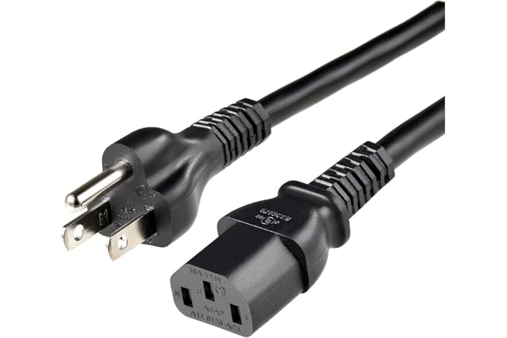 Amazon Basics PC Power Cord, 6 feet, AC Power Cord for Monitor, Computer, TV, 3 Prong, 18 AWG, 125 Volts, Black