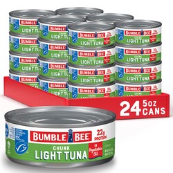 Bumble Bee Chunk Light Tuna In Oil, 5 oz Cans (Pack of 24) - Wild Caught Skipjack Tuna - 22g Protein Per Serving - MSC Certified Sustainable Seafood, Non-GMO, Gluten Free, Kosher