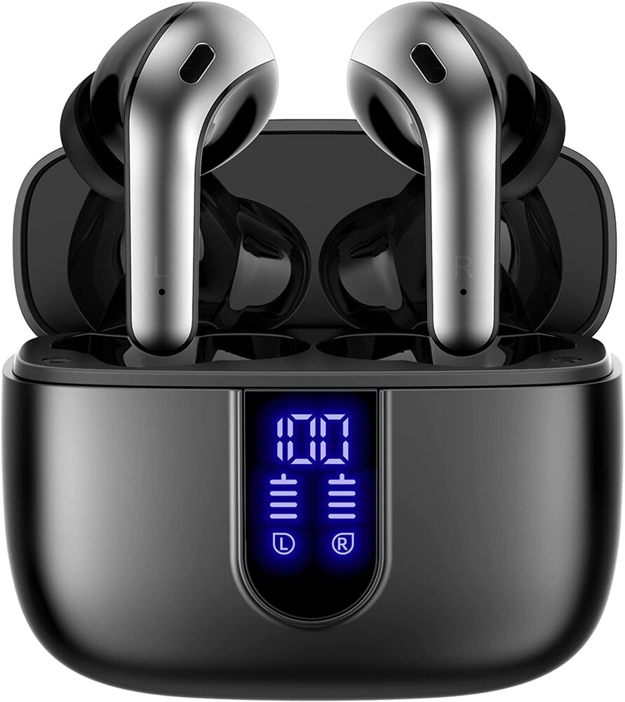 TAGRY Bluetooth Headphones True Wireless Earbuds 60H Playback LED Power Display Earphones with Wireless Charging Case IPX5 Wa