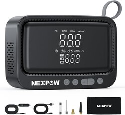 NEXPOW Tire Inflator Portable Air Compressor, 150 PSI Air Pump for Car Tires with Digital Pressure Gauge & Auto Shut-Off, Air Compressor Portable for Car, Motorcycle, Bicycle, Balls, Gray