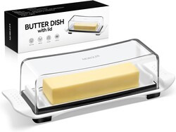 MORGLES Airtight Butter Dish with Lid, Butter Keeper for Countertop And Refrigerator, Dishwasher Safe