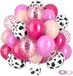 Cow Balloons - 12 Inch Pink Cow Print Balloon (Pack of 60) | Vibrant Colors, for Birthday, Girls, Cow Print Party, Cowgirl Rodeo Party, Farm Party Decorations Supplies