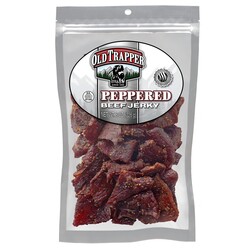 Old Trapper Beef Jerky, Peppered 8 Ounce Pack, Spicy Meat Snacks for Lunches or Between Meals, 11 Grams of Protein, Zero Grams of Fat, and 70 Calories per Serving (Pack of One)