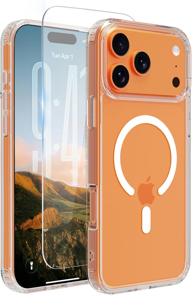 iPhone 17 Pro Max Clear Case, with Screen Protector X1, Compatible with MagSafe,Anti-Yellowing (Transparent iPhone 17 pro max)