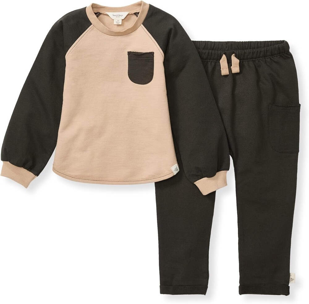 Burt's Bees Baby Boys Shirt and Pant Set, Long Sleeve Top & Bottom Outfit Bundle, 100% Organic Cotton