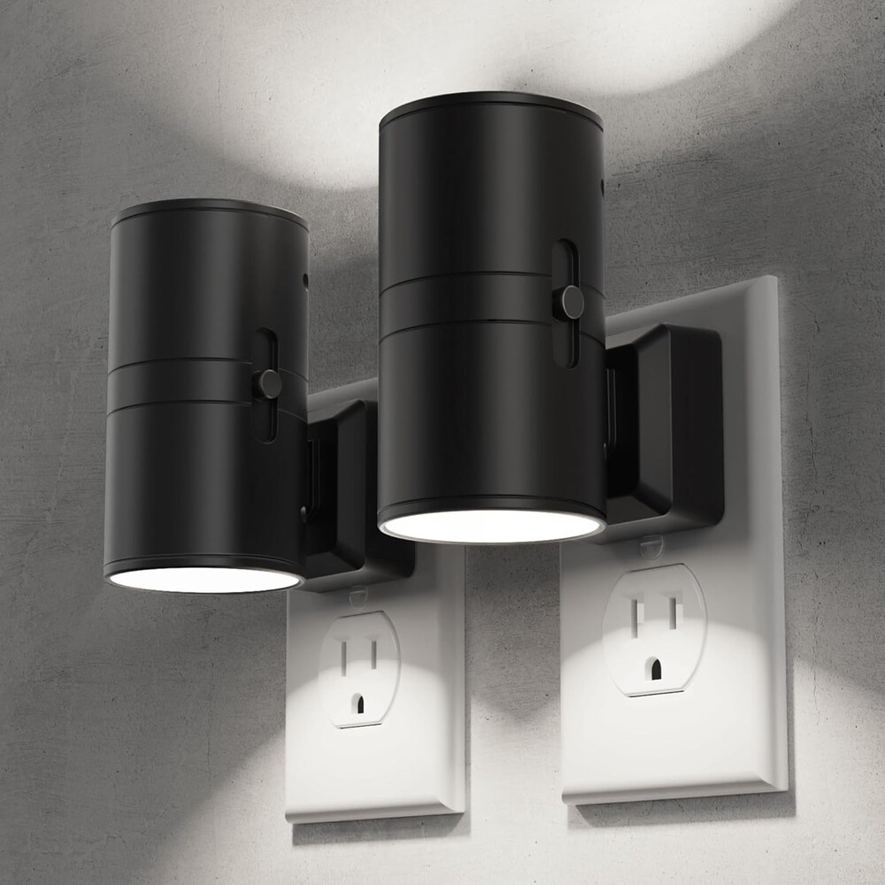 Briignite Night Lights Plug into Wall, Modern LED Night Light Plug in, Dusk to Dawn Sensor, 5000K Daylight, 0-100LM Adjustable Brightness, Dimmable NightLight for Hallway, Bedroom, Stairway, 2 Pack