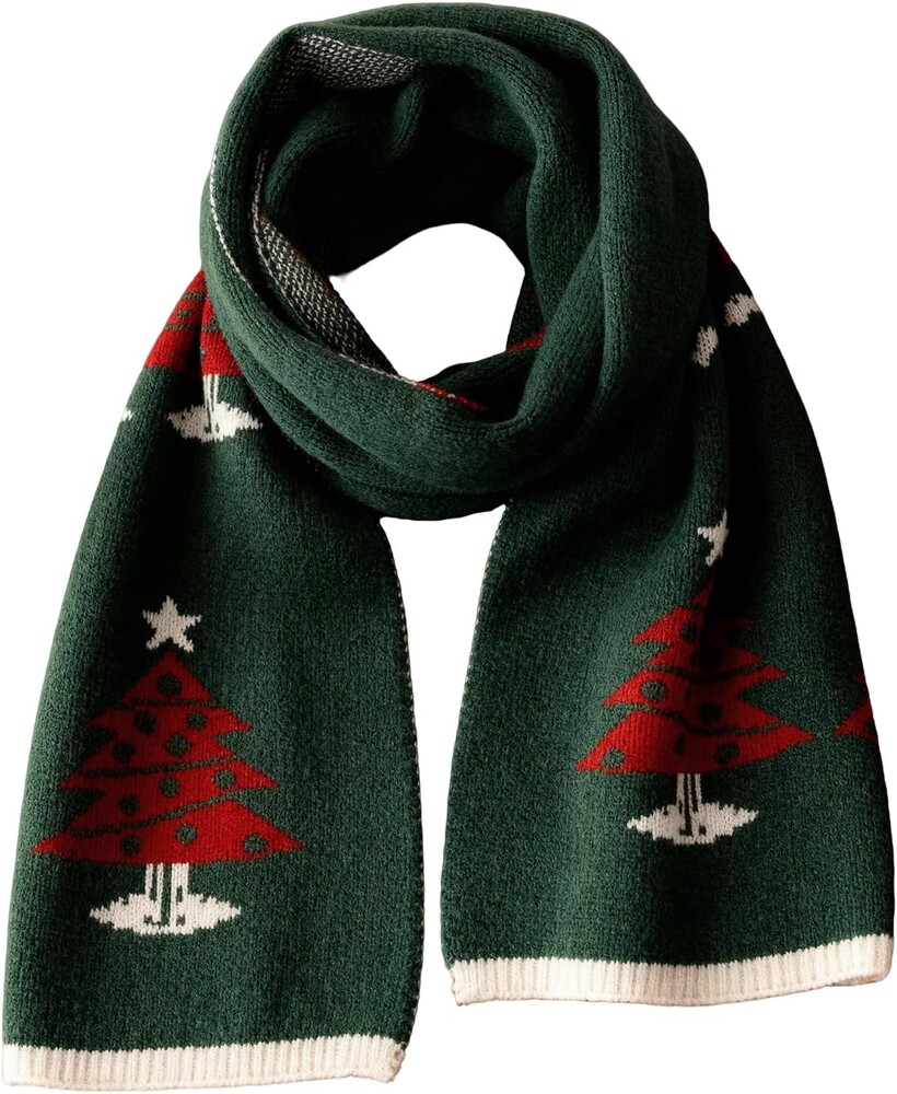 Sept.Filles Christmas Winter Knitted Scarf For Women Reversible Warm Scarf Reindeer Antlers Cozy Warm Long Scarves