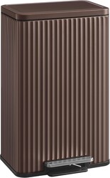 SONGMICS Trash Can, 13 Gallon (50 L) Garbage Can for Kitchen, with Lid, Pedal, and Removable Inner Bucket, Soft Close, Stainless Steel, 15 Trash Bags (Code K) Included, Brown ULTB586MZ01