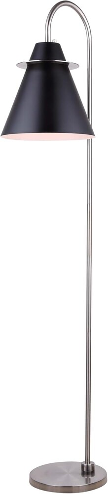 Canarm Talia Floor Lamp, 66-Inch Modern Lamp in Matte Black and Silver Finish with ON-Off Shade Switch for Living Room Lighting