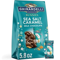 GHIRARDELLI Sea Salt Caramel Milk Chocolate Bunnies, 5.8 oz Bag Premium Easter Candy Individually Wrapped