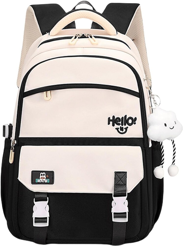 Y2K Aesthetic Backpack for Women Kawaii Preppy Travel Laptop Backpacks for College Cute Large Waterproof Daypack (Black)