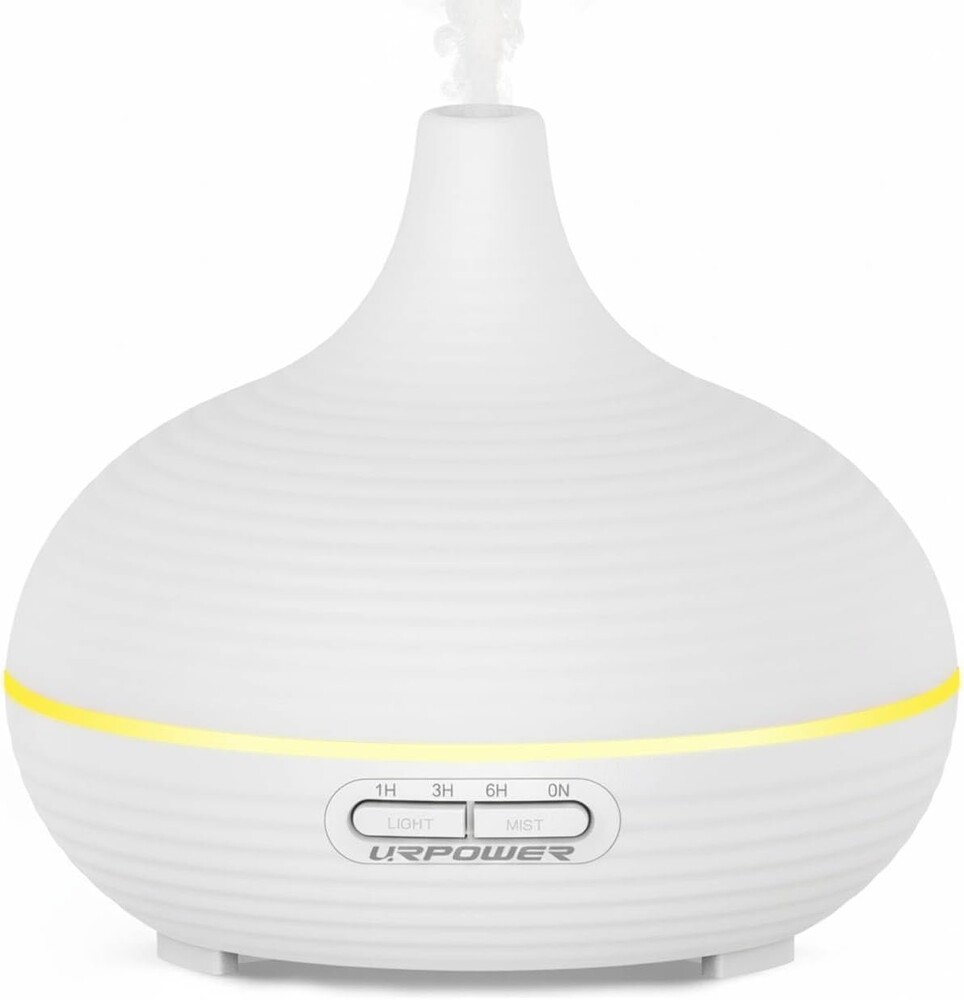 URPOWER 300ml Sleep Diffuser for Bedroom, All-Night Essential Oil Diffuser, Quiet Ultrasonic Cool Mist, Auto-Off & Timer, 7 LED Color Diffusers Humidifier for Home Office & Large Rooms