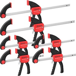XINQIAO Bar Clamps for Woodworking 6 Inch (4) 12 Inch (2) Wood Clamps Set, One-Handed Spreader with 150lbs for Stable and Reliable Fixing Solutions