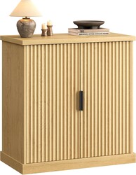 VASAGLE MAXE Collection - Buffet Cabinet, Fluted Console Cabinet, Sideboard with Adjustable Shelf, Mid Century Modern Buffet Table, 15.8 x 29.9 x 31.5 Inches, Oak Beige UBBK344Y01