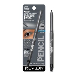 REVLON ColorStay Pencil Waterproof Eyeliner, Smudge-Proof, Eye Makeup with Built-In Sharpener, 204 Charcoal, 0.01 oz