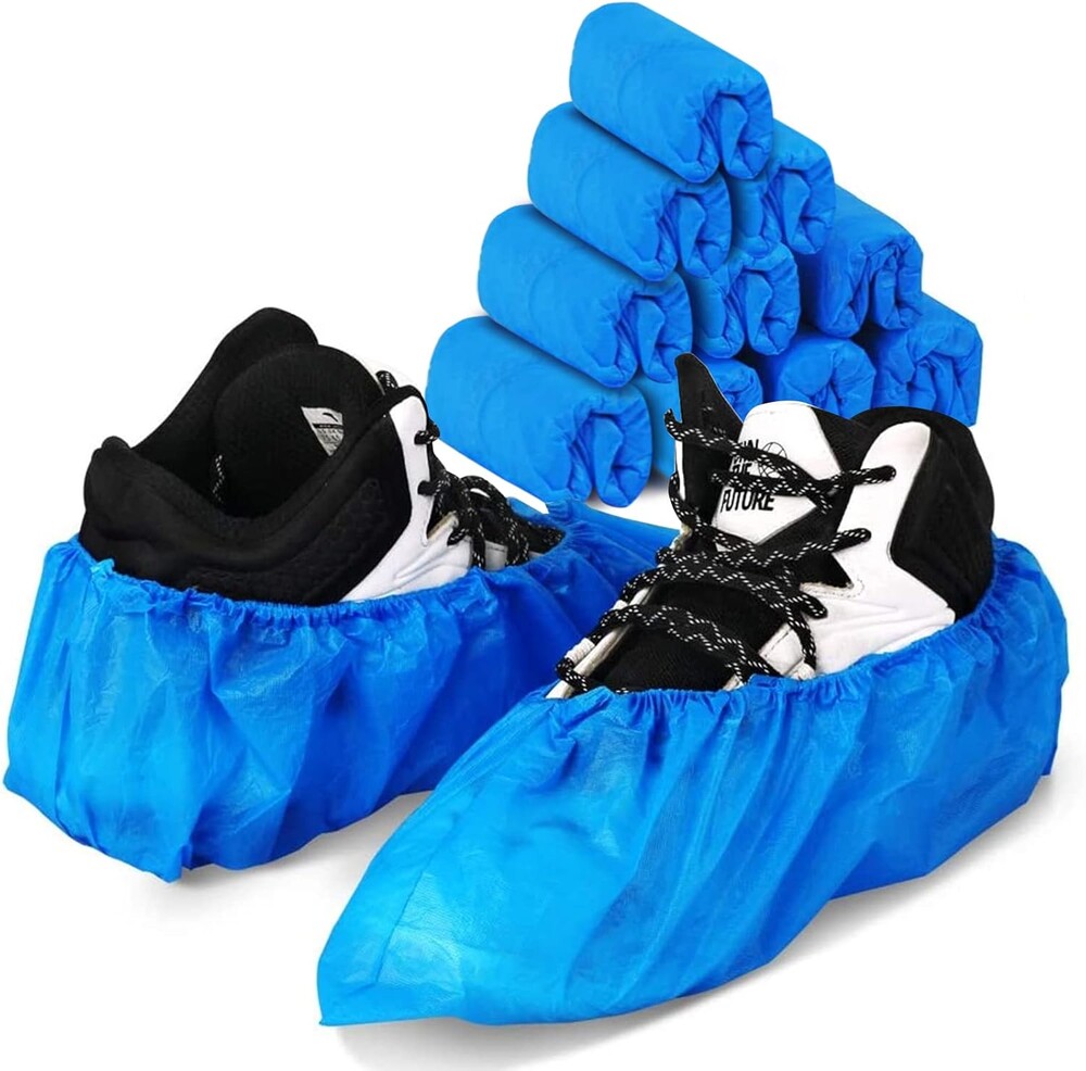 Shoe Covers Disposable Boot Cover Waterproof, Dust proof, 100 Pack(50 Pairs),The Size Fit Most, Non-slip, Blue, Protect Your Shoes, Floor, Carpet