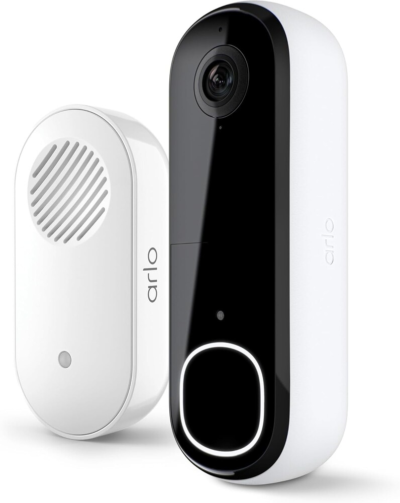 Arlo Video Doorbell 2K + Chime 2 (2nd Gen, Latest Release), Wireless or Wired Option, 2-Way Audio, Night Vision, Head to Toe View, Package Detection, Person & Vehicle Recognition, 1-Month Secure Plan