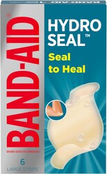 BAND-AID Brand Hydro Seal Adhesive Waterproof Bandages, Large Hydrocolloid Gel Patch for First Aid Support Better Healing for Minor Blisters, Cuts & Scrapes, 6 Count