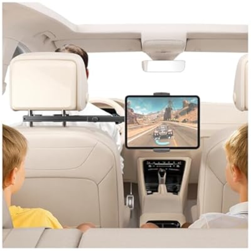 Headrest Tablet Holder for Car Accessories, Crafted from aircraft-grade aluminum，Universal Car Tablet Mount with 22'' Extendsion Arm Car Seat Mount for iPad, Galaxy, Fire HD or 4.7-12.9” Tablets