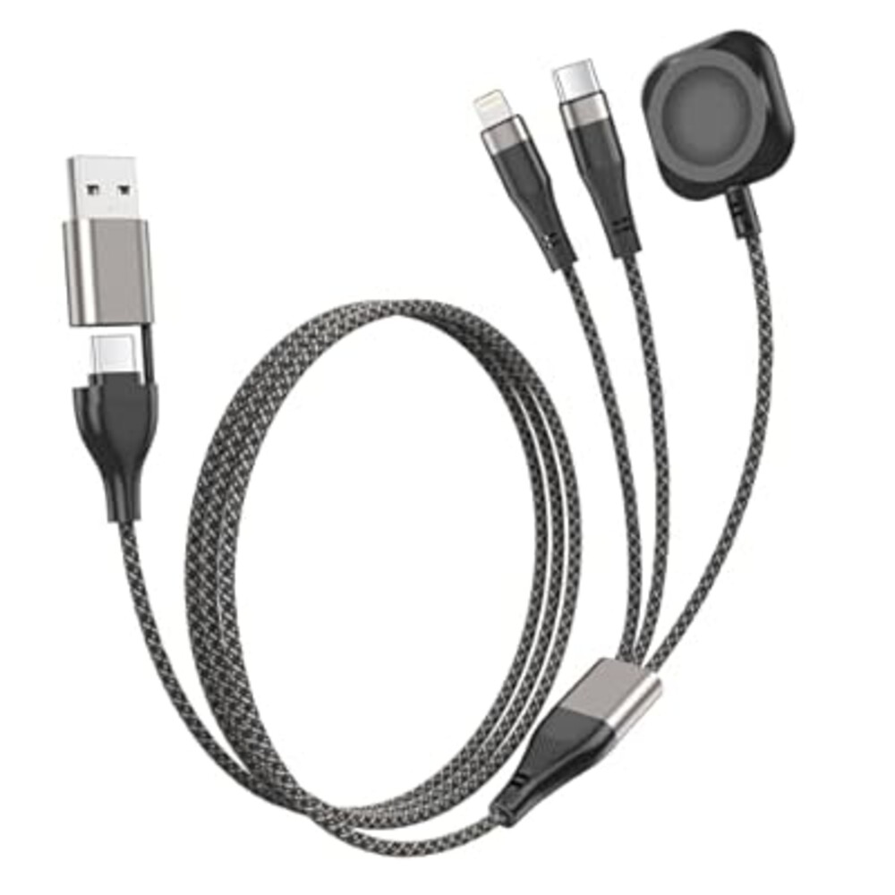 Upgraded 3 in 2 USB C Multi Charging Cable for Apple Watch for iPhone 16 Fast Charger | 6FT Travel Essentials for iWatch Ultra-SE10, iPhone 11-16, S23-S25